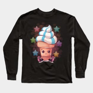 cute ice cream cartoon Long Sleeve T-Shirt